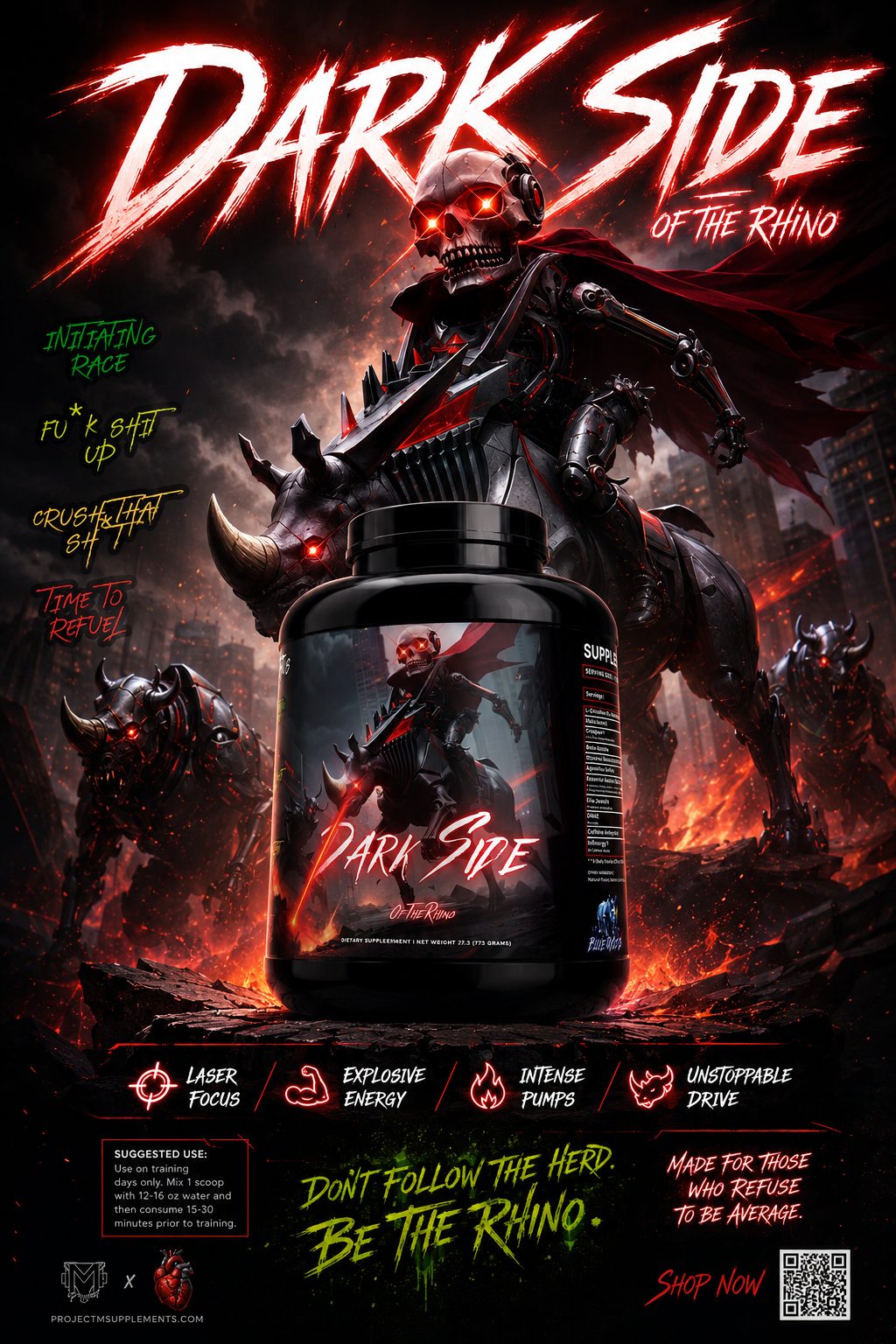 Dark Side Of The Rhino Pre-Workout 40/20 Servings