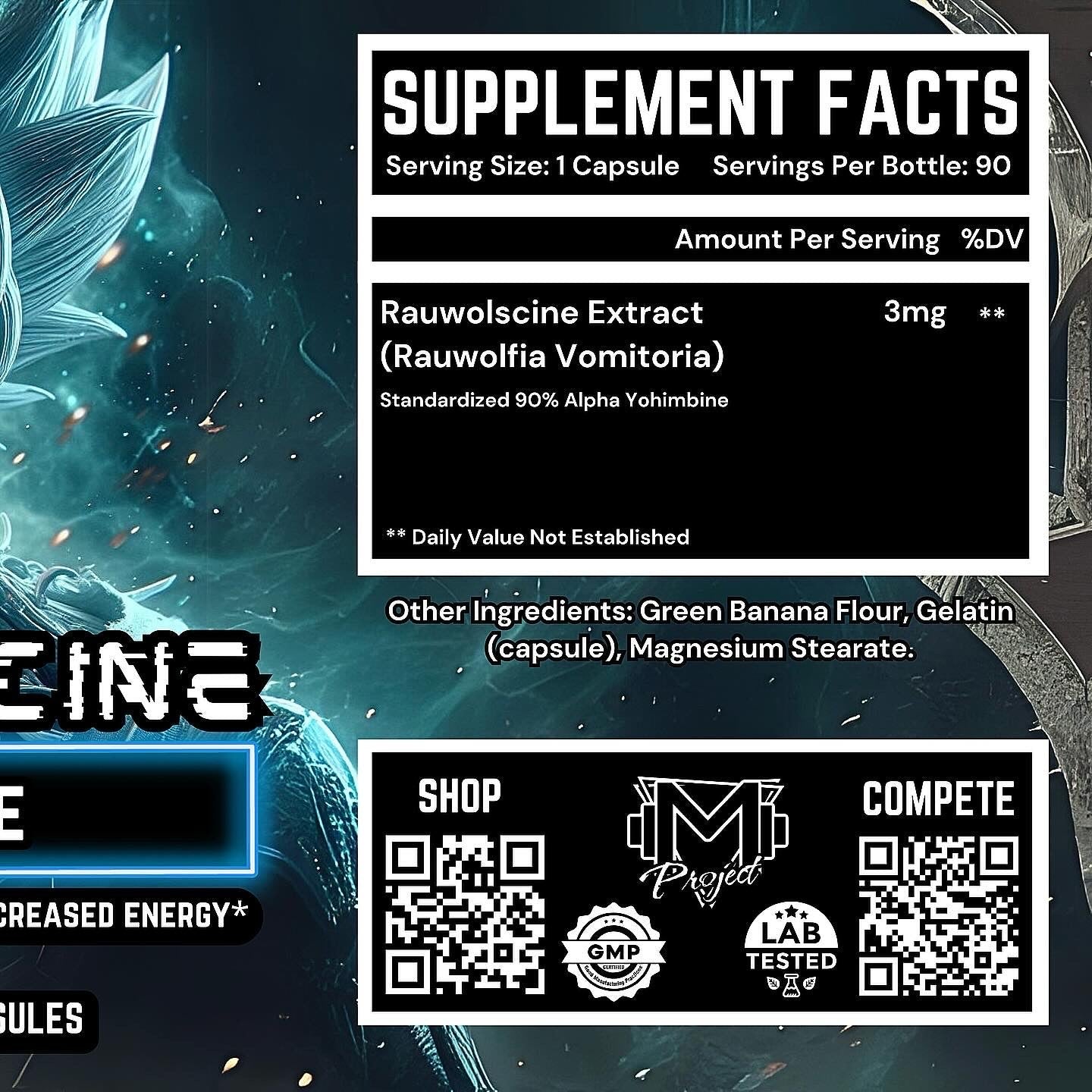 Rauwolscine a.k.a Alpha Yohimbine 3mg Capsules 90 Servings